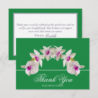 Modern Elegant White Orchid Arc Floral Thank You Card