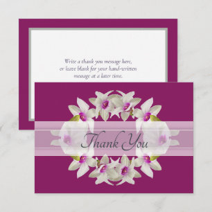 Modern Elegant White Orchid Lei Floral Thank You Card