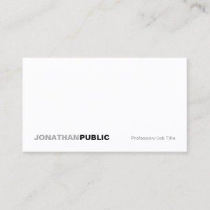 Modern Elegant White Professional Simple Plain Business Card