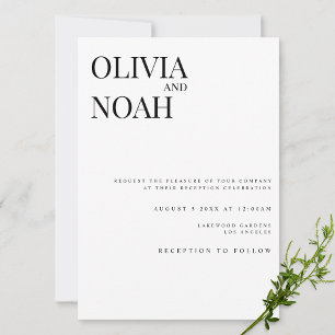 Modern & Elegant White Reception Invitation Card