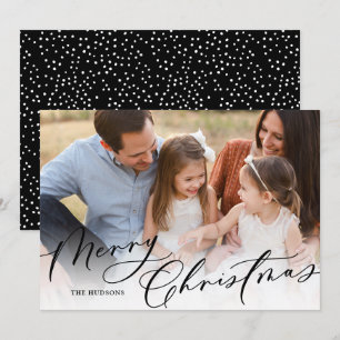 Modern Elegant White Script Merry Christmas Holiday Card