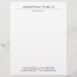 Modern Elegant White Simple Template Personalized Letterhead<br><div class="desc">Trendy Modern Elegant White Simple Design Template Personalized Letterhead.</div>