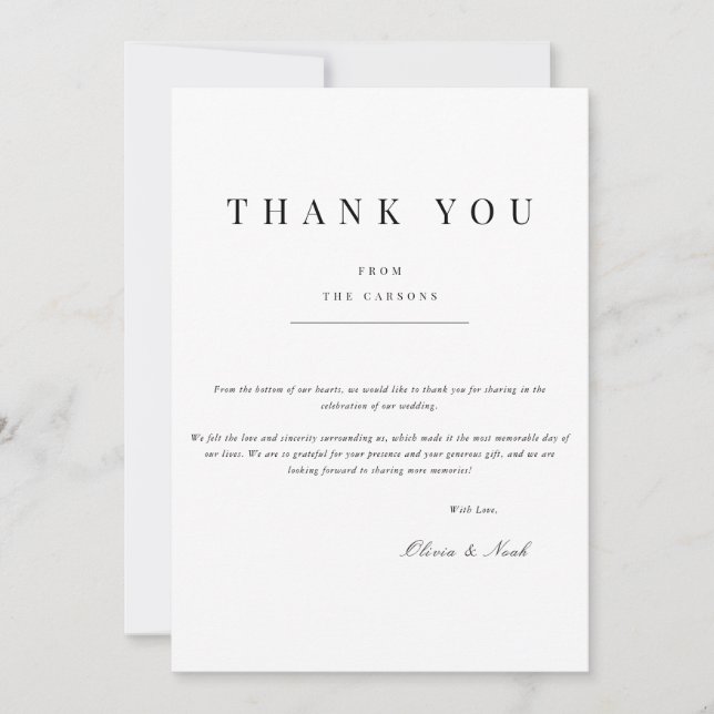 Modern & Elegant White Thank you Card (Front)