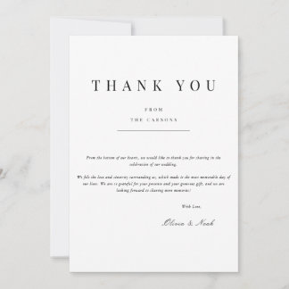Modern & Elegant White Thank you Card