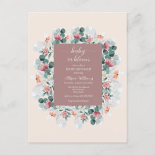 Modern elegant wildflower baby shower invitation postcard