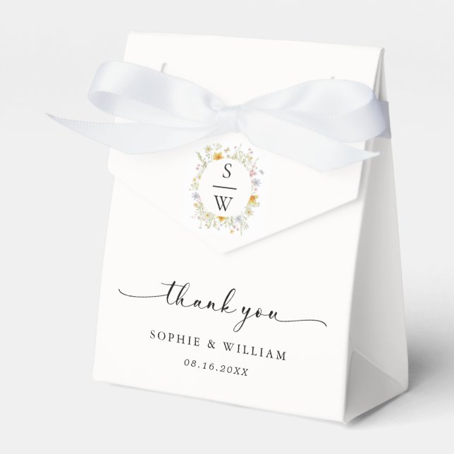 Modern Elegant Wildflower Spring Summer Wedding Favor Box (Front Side)