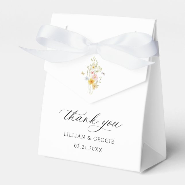 Modern Elegant Wildflower Spring Summer Wedding Favor Box (Front Side)