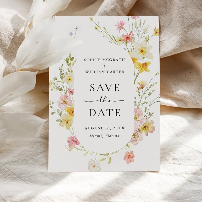 Modern Elegant Wildflower Spring Summer Wedding Save The Date (Creator Uploaded)