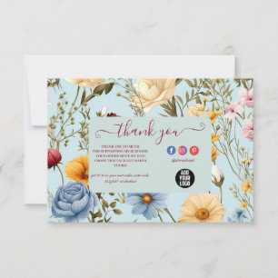 Modern Elegant Wildflowers Floral  Thank You Card