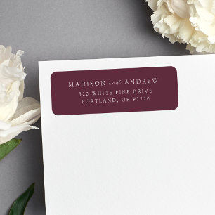 Modern Elegant Wine Wedding Return Address