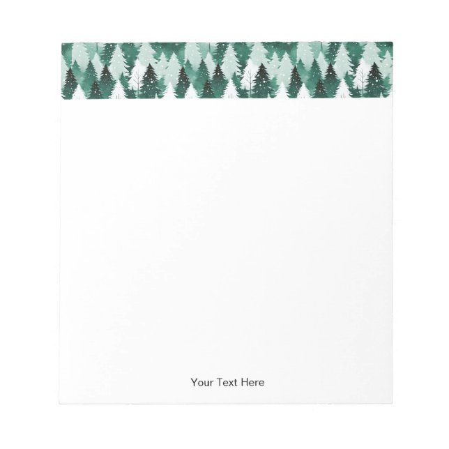 Modern Elegant Winter Forest Snow Trees Christmas Notepad (Front)