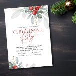 Modern Elegant Winter Greenery Christmas Party Invitation<br><div class="desc">Modern Christmas party invitation featuring elegant winter greenery and berries on a white background accented with white trendy handwritten style text.</div>