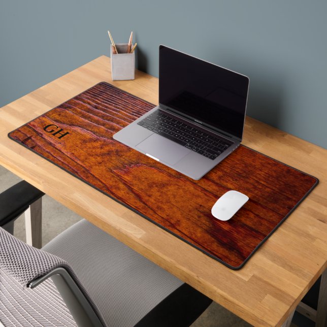 Modern Elegant Wood Customizable Monogrammed Desk Mat (Office 2)