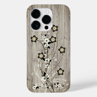 Modern elegant wood - flowers - wooden Case-Mate iPhone 14 pro case