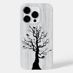 Modern elegant wood - tree and a crow - wooden Case-Mate iPhone 14 pro case