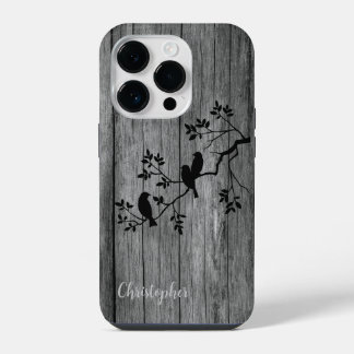 Modern elegant wood - tree and a crow - wooden iPhone 14 pro case