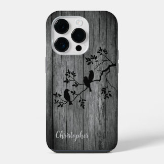 Modern elegant wood - tree and a crow - wooden iPhone 14 pro case