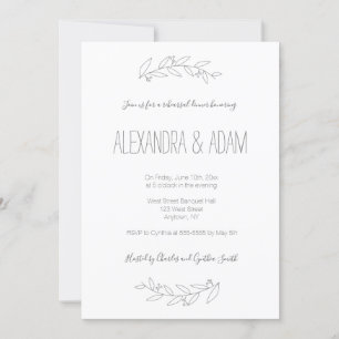Modern elegant wreath rehearsal dinner invitations