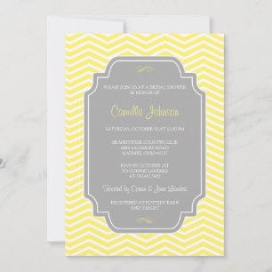 Modern Elegant Yellow Chevron Bridal Shower Invitation