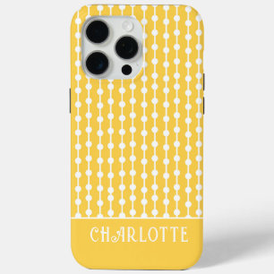 Modern Elegant Yellow Geometric Personalized Name iPhone 15 Pro Max Case