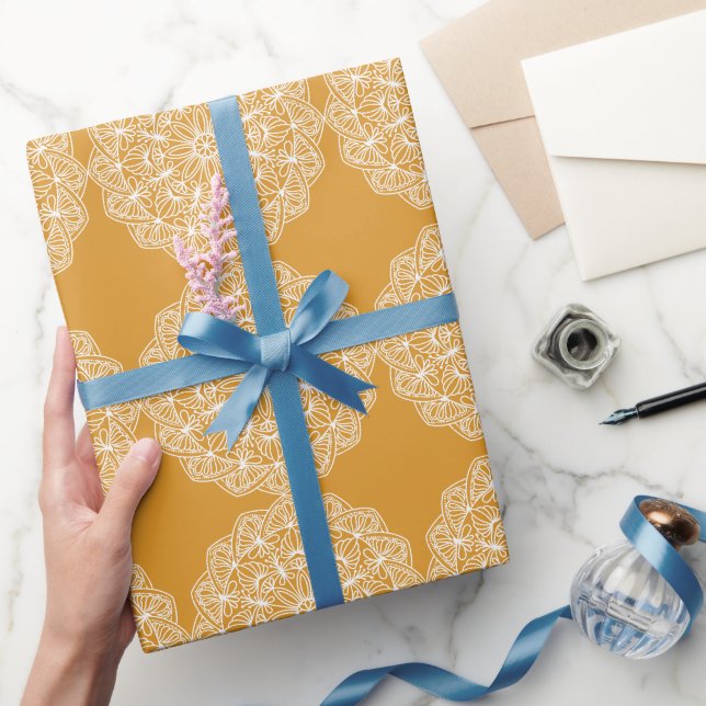 Modern Elegant  Yellow White Holiday Party   Wrapping Paper (Gifting)