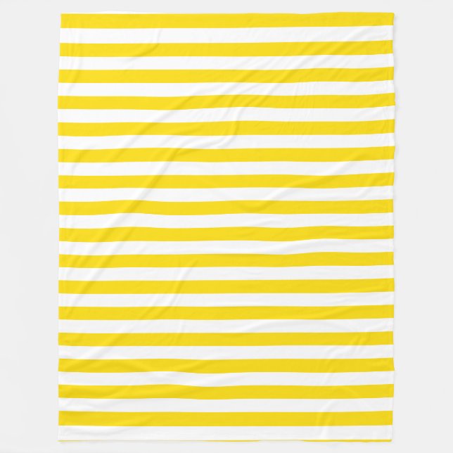 Modern Elegant Yellow White Striped Template Fleece Blanket (Front)