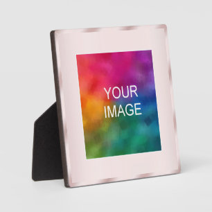 Modern Elegant Your Photo or Logo Rose Gold Easel Plaque