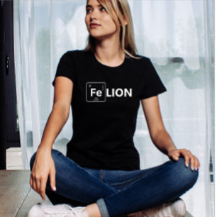 Modern Element Iron Fe Periodic Table White Text T-Shirt