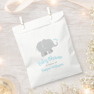 Modern Elephant Baby Boy Shower Sky Blue Favour Bag