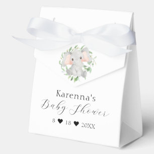 Modern Elephant Greenery Baby Shower Favor Box