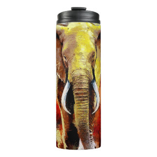 Modern Elephant Oil Painting Abstract Thermal Tumbler