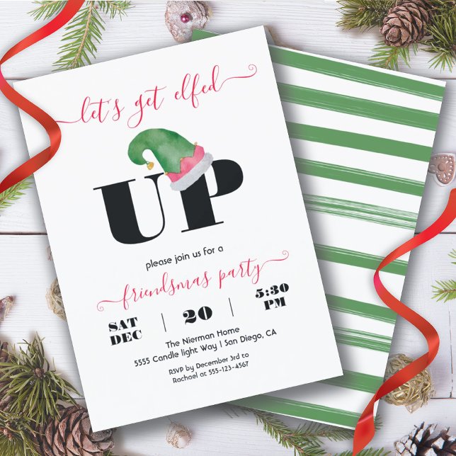 Modern Elfed Up Friendsmas Christmas Holiday Party Invitation (Creator Uploaded)