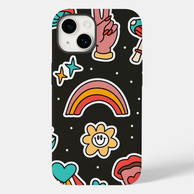 Modern Eligant Retro Line Monogram Case-Mate iPhone Case (Back)