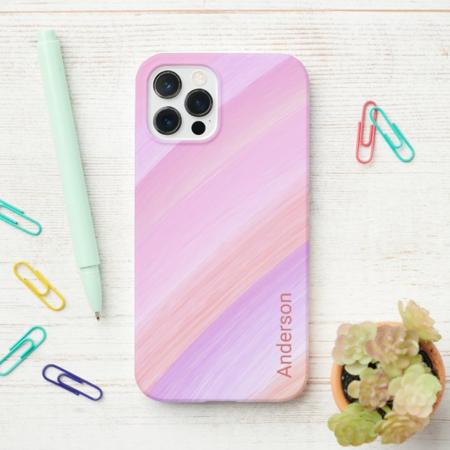 Modern Eligant Retro Line Monogram iPhone Case (On Desk)