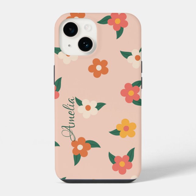 Modern Eligant Retro Line Monogram iPhone Case (Back)