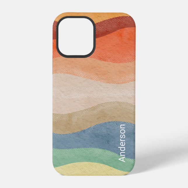 Modern Eligant Retro Line Monogram iPhone Case (Back)