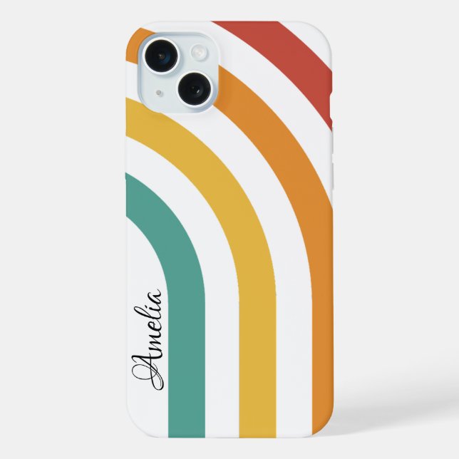 Modern Eligant Retro Line Monogram iPhone Case (Back)
