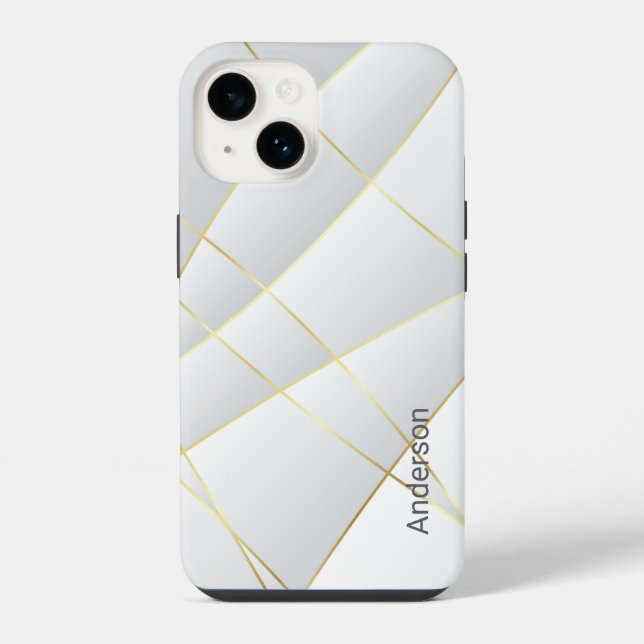 Modern Eligant Retro Line Monogram iPhone Case (Back)