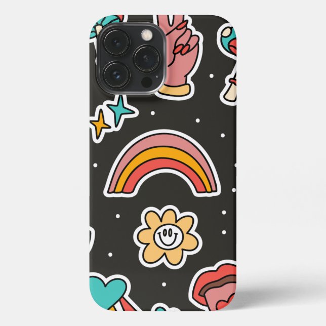 Modern Eligant Retro Line Monogram iPhone Case (Back)