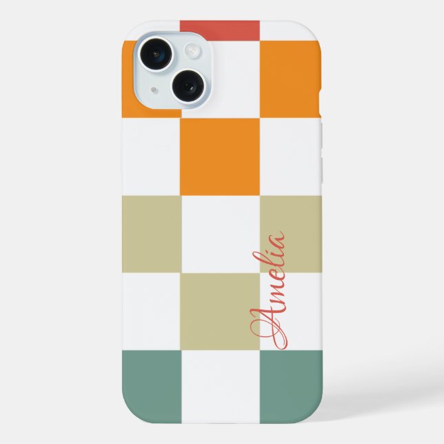 Modern Eligant Retro Line Monogram iPhone Case (Back)