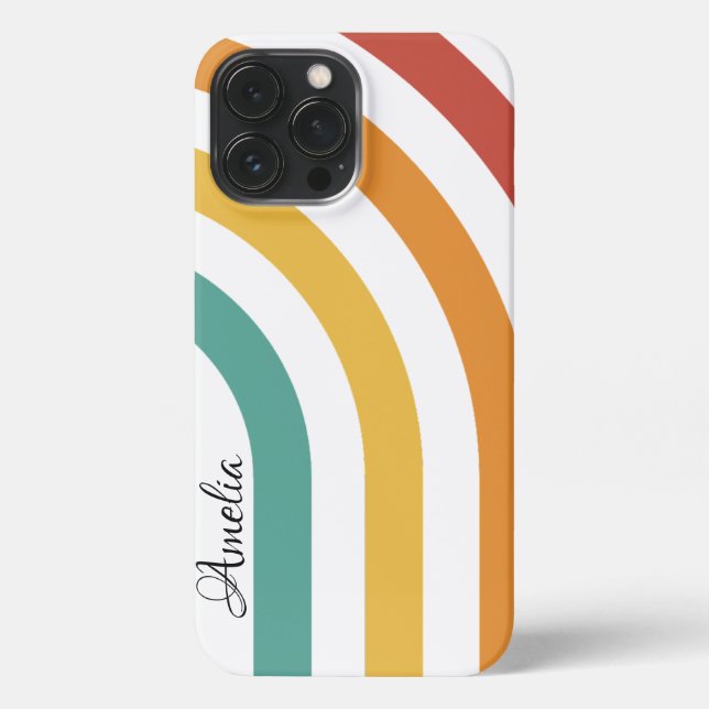 Modern Eligant Retro Line Monogram iPhone Case (Back)