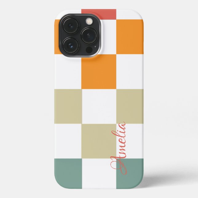 Modern Eligant Retro Line Monogram iPhone Case (Back)