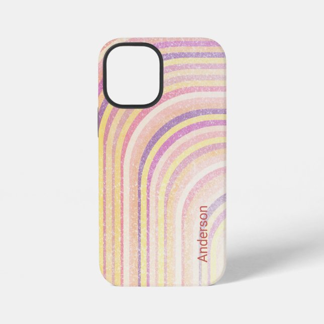 Modern Eligant Retro Line Monogram iPhone Case (Back)
