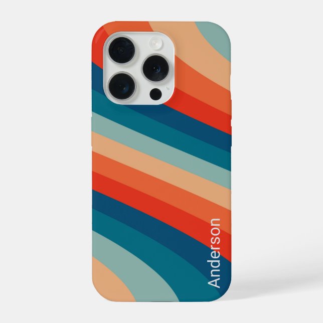 Modern Eligant Retro Line Monogram iPhone Case (Back)