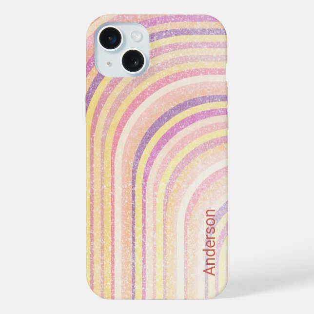 Modern Eligant Retro Line Monogram iPhone Case (Back)