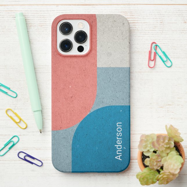 Modern Eligant Retro Line Monogram iPhone Case (On Desk)
