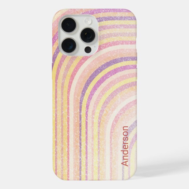 Modern Eligant Retro Line Monogram iPhone Case (Back)