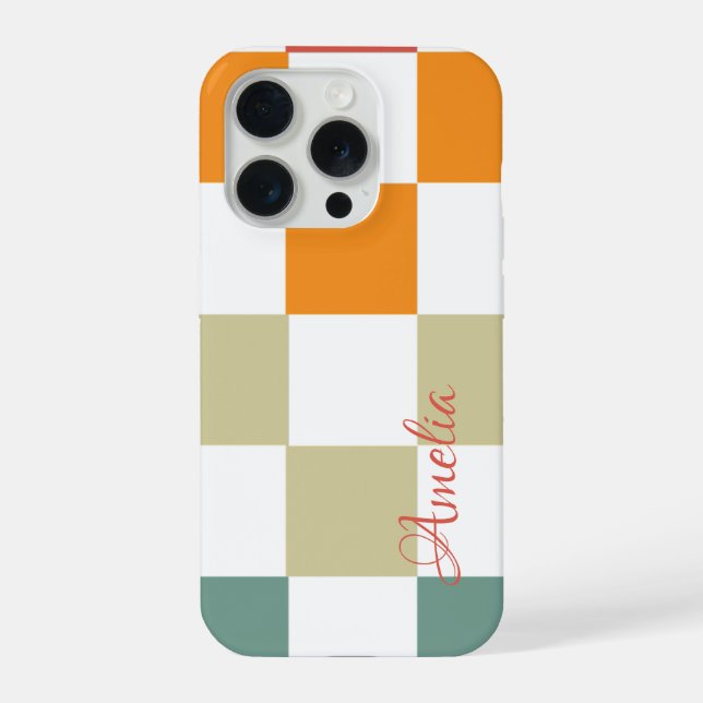 Modern Eligant Retro Line Monogram iPhone Case (Back)