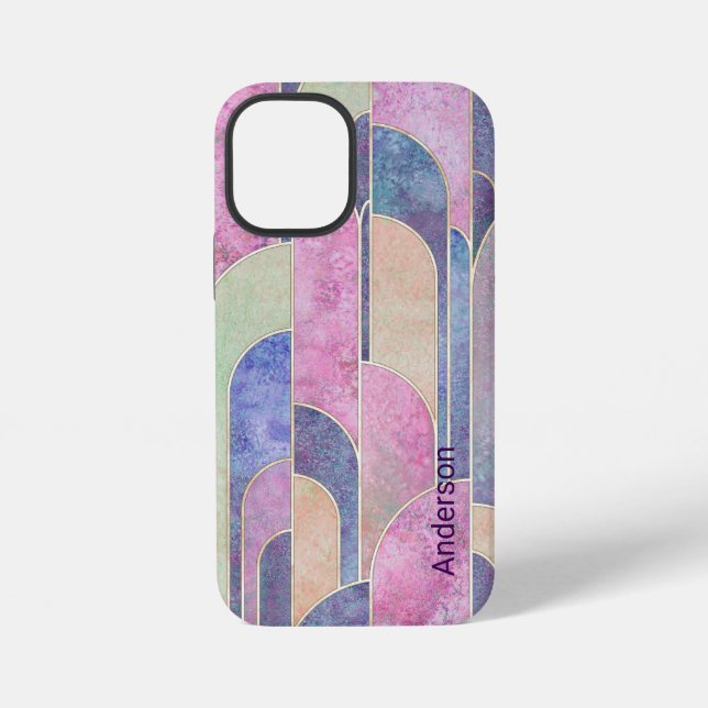 Modern Eligant Retro Line Monogram iPhone Case (Back)