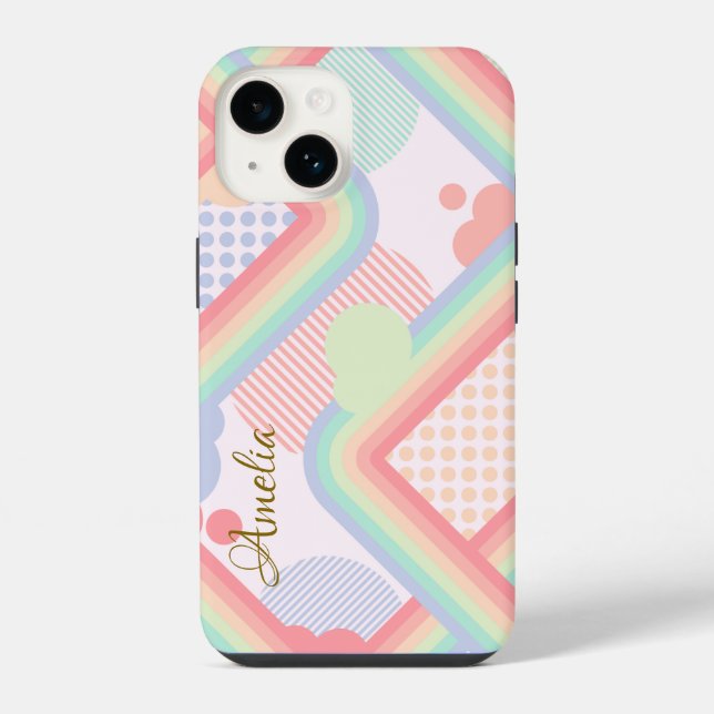Modern Eligant Retro Line Monogram iPhone Case (Back)